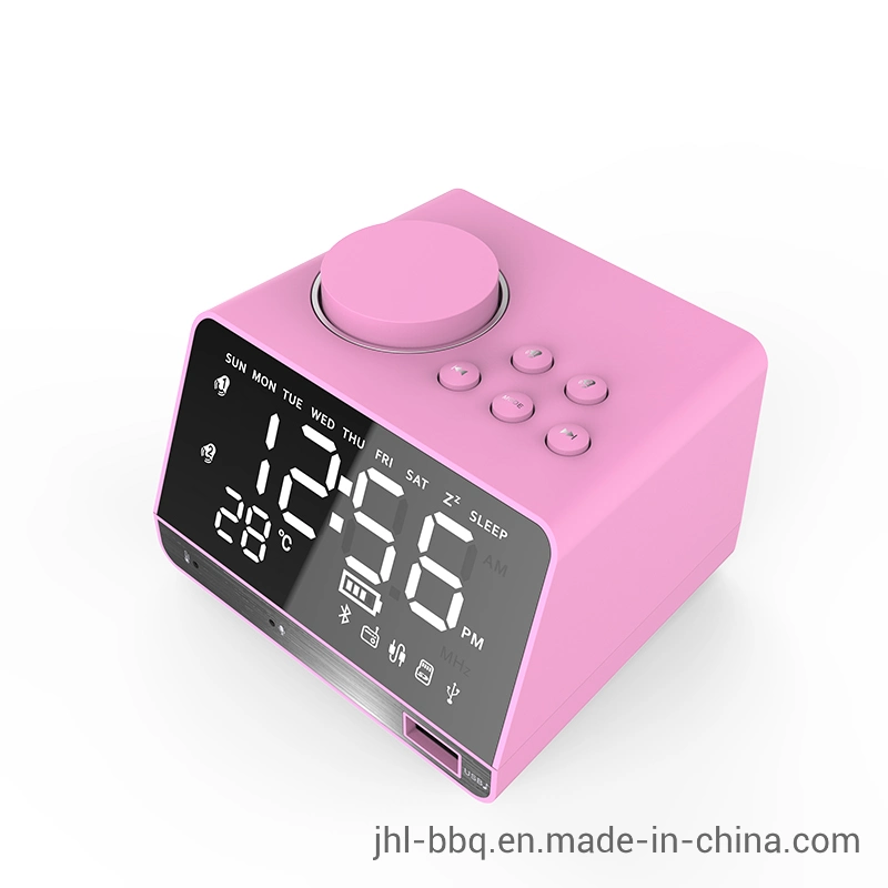 2019 Fashion Tabletop and Desk Blue Tooth Speaker &#160; with Calendar Clock and Dual Alarm FM Radio Speaker Dual USB Charging Week and Temperature Display